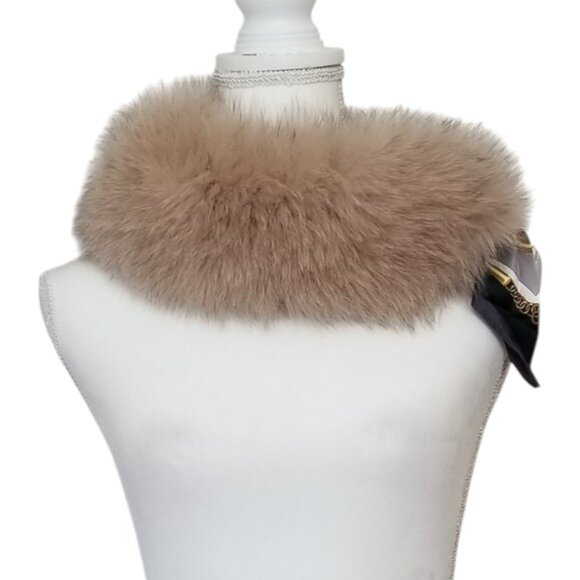 Pink Beige Fox Fur Collar With Scarf - Picture 4 of 6